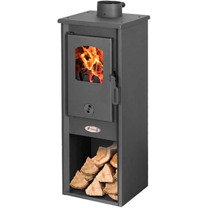 Holzofen Evros 7 kW von Sannover mit hohem Wirkungsgrad und kompaktem Design.