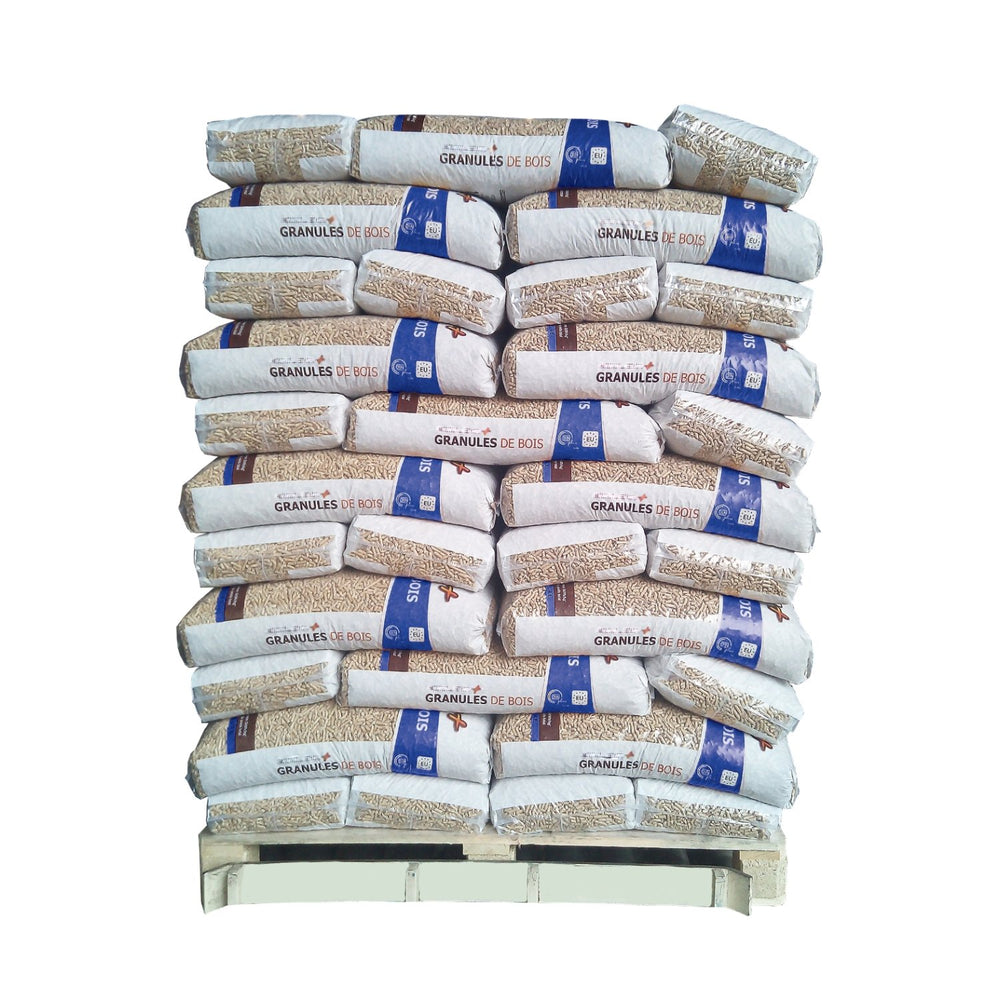 Holzpellets Palette 975 kg Les Flammes Vertes – 100% Nadelholz, DIN Plus, Französische Produktion