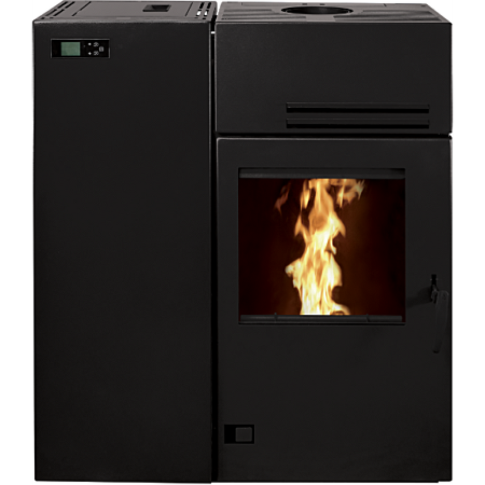 Hybrid-Pelletofen 10 kW Bronpi Mixte – Holz & Pellets, Automatik, A+, WiFi-fähig, Schwarz