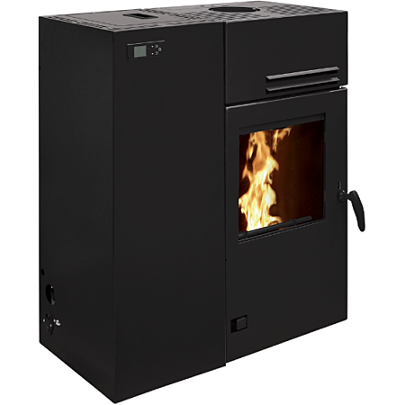 Hybrid-Pelletofen 10 kW Bronpi Mixte – Holz & Pellets, Automatik, A+, WiFi-fähig, Schwarz