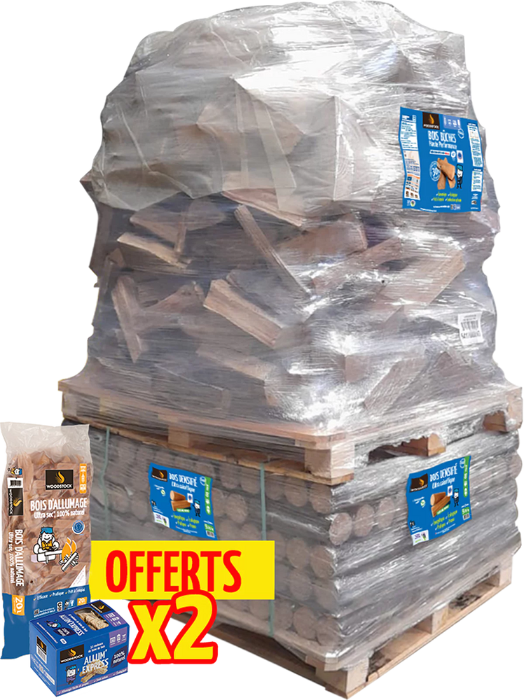 Pack Entdeckung Woodstock Kaminholz, Holzbriketts und Anzündmaterial