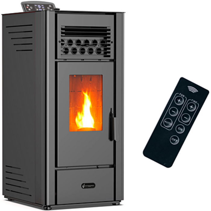 Pelletheizofen Anita 10 kW Schwarz von Sannover mit 24h Autonomie und A Plus Energieklasse