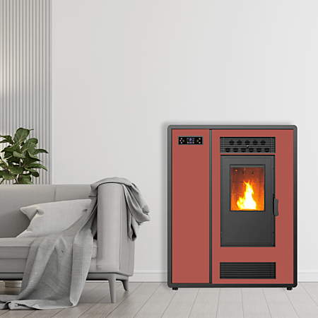Pelletofen Astral Slim 12.2 kW Bordeaux von Sannover mit 20h Autonomie und A Plus Energieklasse